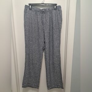 Ellen Tracy Women's Pants Size M Linen and Rayon Blend Striped.